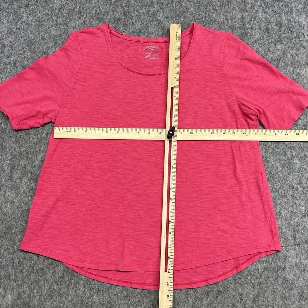 Chicos Shirt Womens Large 2 Pink The Ultimate Tee Cotton Modal Slub Preppy Top - Picture 5 of 13